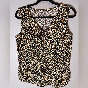 LuLaRoe Rachael Leopard Print Zip Front Tank Sz XS